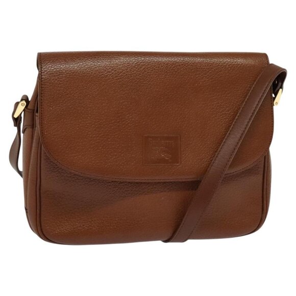 Burberrys Shoulder Bag Leather Brown gold Auth - Picture 1 of 16